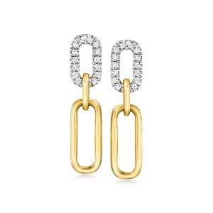RS Pure by Ross-Simons 0.10 ct. t.w. Diamond Paper Clip Link Drop Earrings in 14kt Yellow Gold - 1 of 4