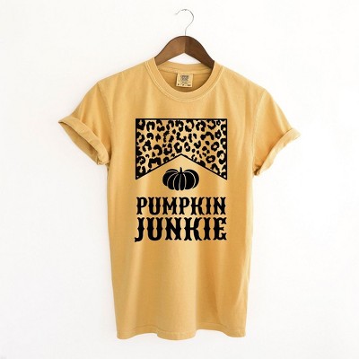 Simply Sage Market Women's Leopard Pumpkin Junkie Short Sleeve Garment Dyed Tee