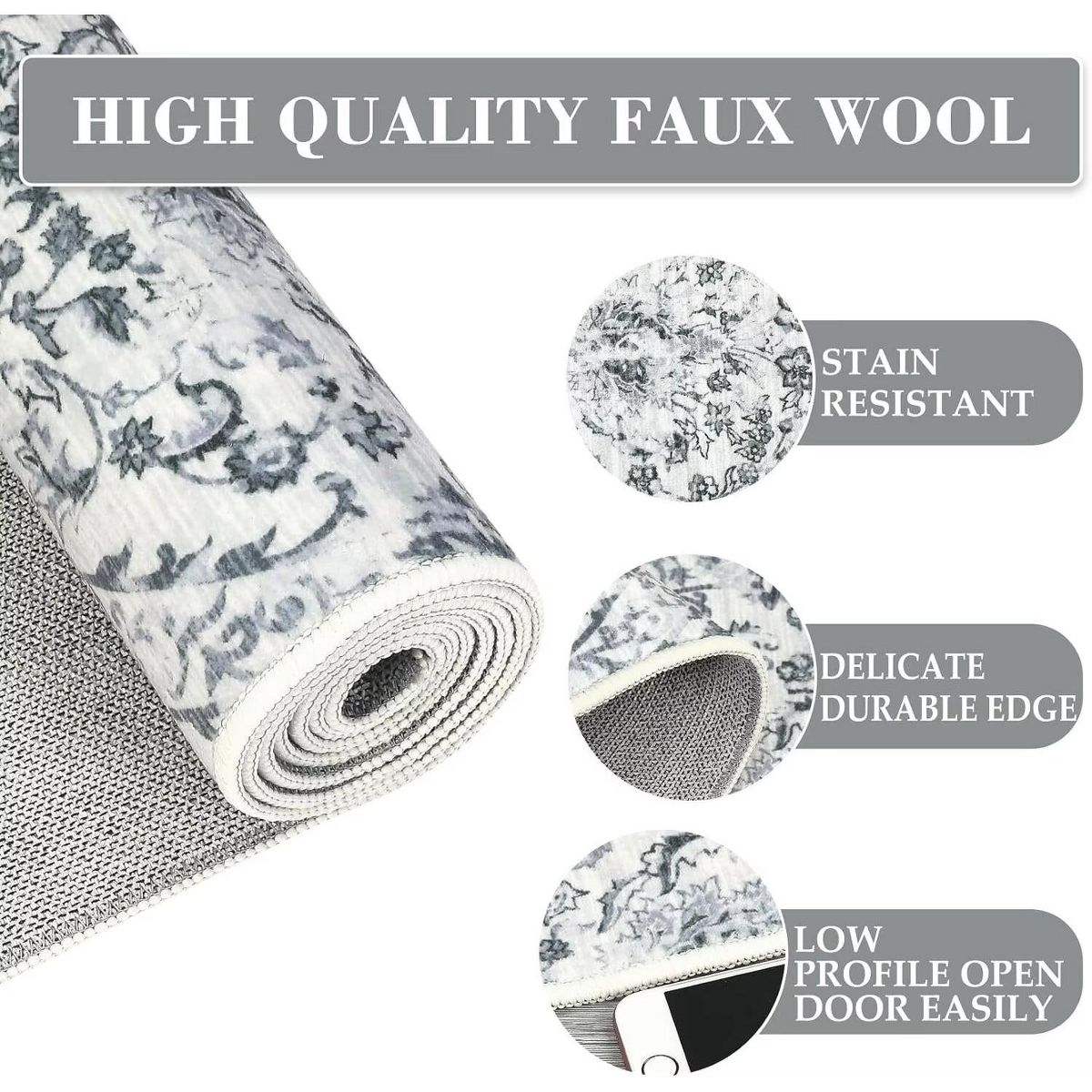 Vintage Medallion Area Rugs Washable Stain Resistant Non-Shedding Floor Cover - thumbnail 5