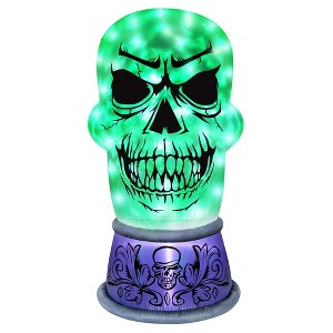 Occasions AIRFLOWZ INFLATABLE SKULL WITH SWIRLING LIGHTS  6FT, 6 ft Tall, White - 1 of 4