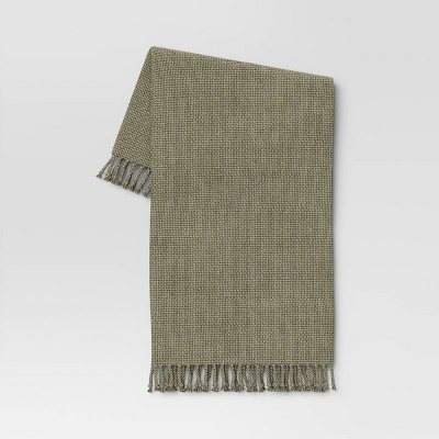 Basketweave Heathered Throw Blanket Light Green - Threshold™