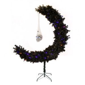 6' Prelit Black Moon Artificial Halloween Tree - National Tree Company - 1 of 4