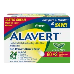 Alavert 24-Hour Allergy Relief Dissolving Tablets - Loratadine - Fresh Mint Flavor - 60ct
