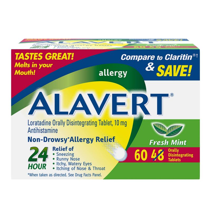 Alavert 24-Hour Allergy Relief Dissolving Tablets - Loratadine - Fresh Mint Flavor - 60ct, 1 of 6