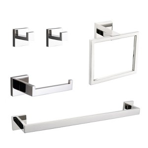 5-Piece Bathroom Hardware Set SUS304 Stainless Steel Towel Bar, Toilet Paper Holder, Robe Hook, Modern Design - 1 of 4