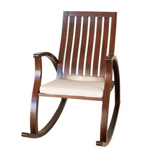 Christopher Knight Home Abraham Wood Rocking Chair with Cushion Brown Mahogany: Indoor Rocker, Small Size - 1 of 4