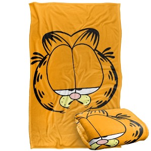 Kids' Garfield Big Head Silky Touch Blanket White 36X58 - 1 of 4