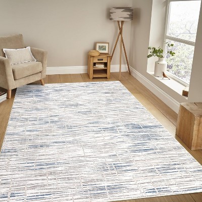 Modern Abstract Line Rug, Washable Non-Slip Low Pile Carpet, No-Shedding Stain-Resistant for Living Room, Bedroom, Dorm, Office