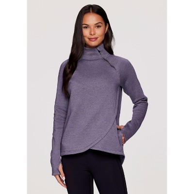 RBX Active Women's Zip Mock Neck Wrap Fleece Pullover Sweatshirt With Pockets