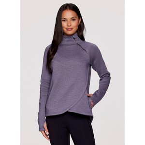 RBX Active Women's Zip Mock Neck Wrap Fleece Pullover Sweatshirt With Pockets - 1 of 4