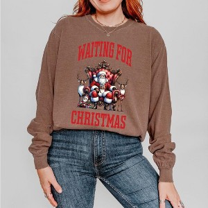 Simply Sage Market Women's Waiting For Christmas Vintage Long Sleeve Garment Dyed Tee - 1 of 3