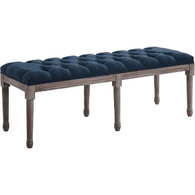 Modway Province French Vintage Upholstered Fabric Bench - Navy