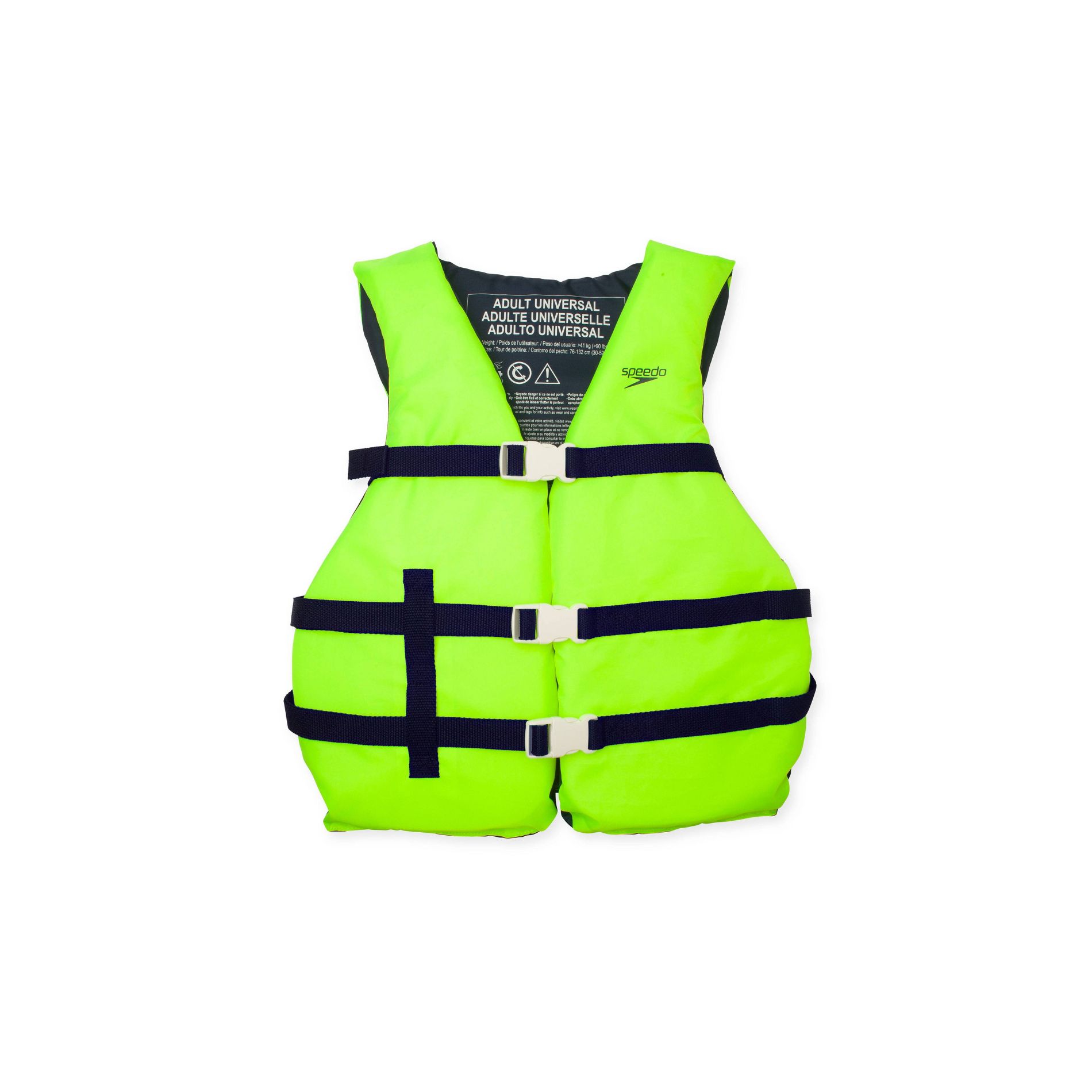 Speedo Adult Basic Life Vest - Green: Buckle Closure, Polyethylene/Polyester Blend
