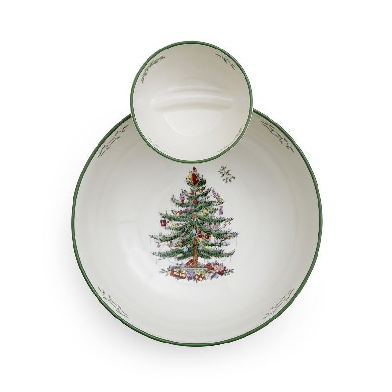 Spode Christmas Tree Tiered Porcelain Chip and Dip Serving Set, Festive 2-Piece Set for Holiday Entertaining and Serving Snacks, 2 of 6