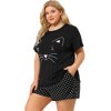 Agnes Orinda Women's Plus Size Comfort Cute Cat Print Short Sleeve Pajama Set - 4 of 4