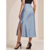INSPIRE CHIC Women Satin Maxi Elastic High Waist Side Slit Flowy Long for Party Wedding Skirt - 4 of 4