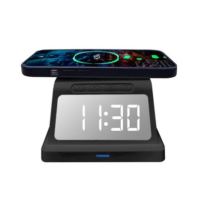 ZTECH ChargeX Rise - Wireless Charging Alarm Clock with 3 Alarms, 5 Brightness Settings, 15W Output, 12/24 Hour Mode