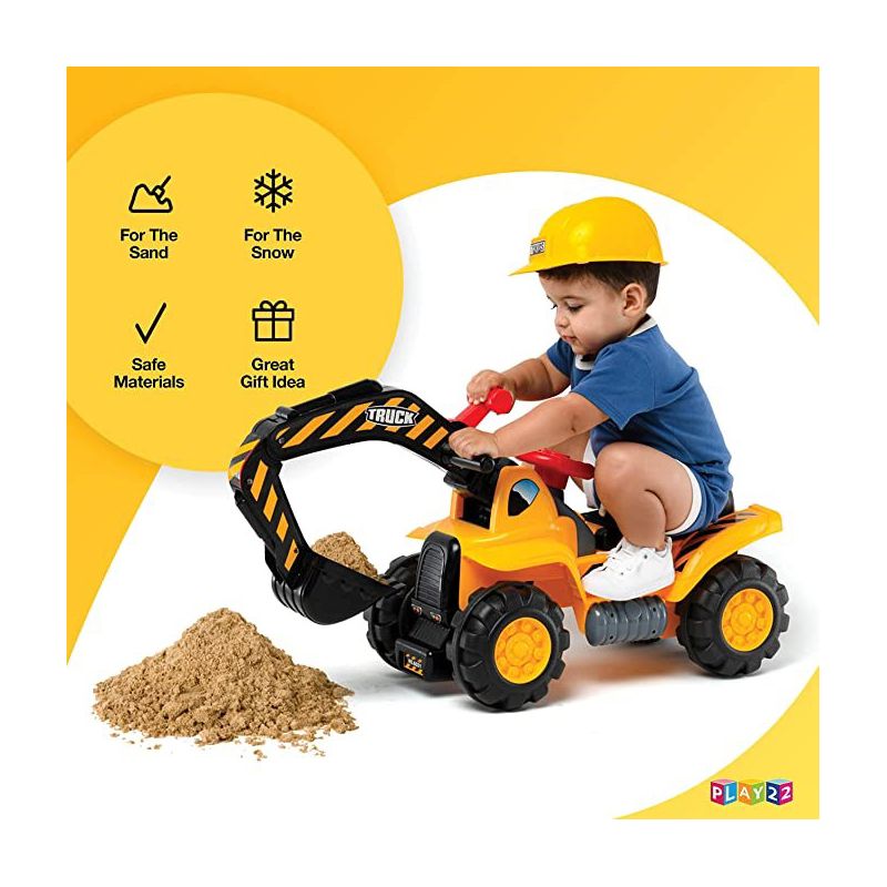 Toy Tractors for Kids – Ride On Excavator Includes Helmet with Rocks - Ride on Tractor Pretend Play - Toddler Tractor Construction Truck -Play22usa, 2 of 11