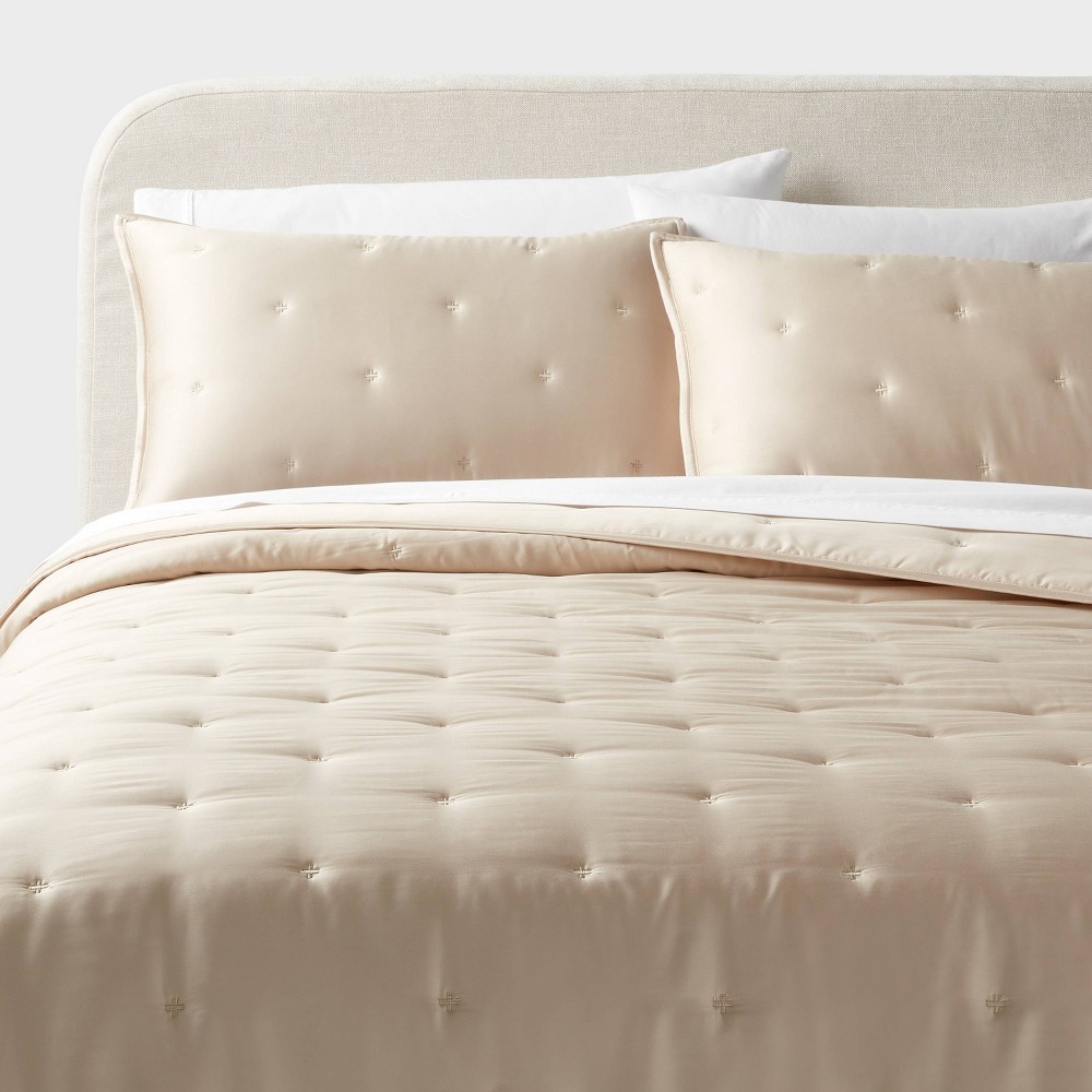 Photos - Bed Linen 3pc King TENCEL® Comforter and Sham Set Khaki - Threshold™