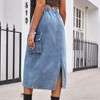Coolmee Women Jean Midi Skirts Denim Stretchy Cargo High Waisted Fashion Skirt with Utility Pockets - 2 of 4