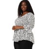 Agnes Orinda Women's Plus Size Polka Dots Peplum High Low Hem V Neck 3/4 Ruffle Sleeve Casual Babydoll Tops - 4 of 4
