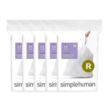 simplehuman Code H Custom Fit Drawstring Trash Bags, 240 Roll Pack, 35  Liter / 8 Gallon, White 