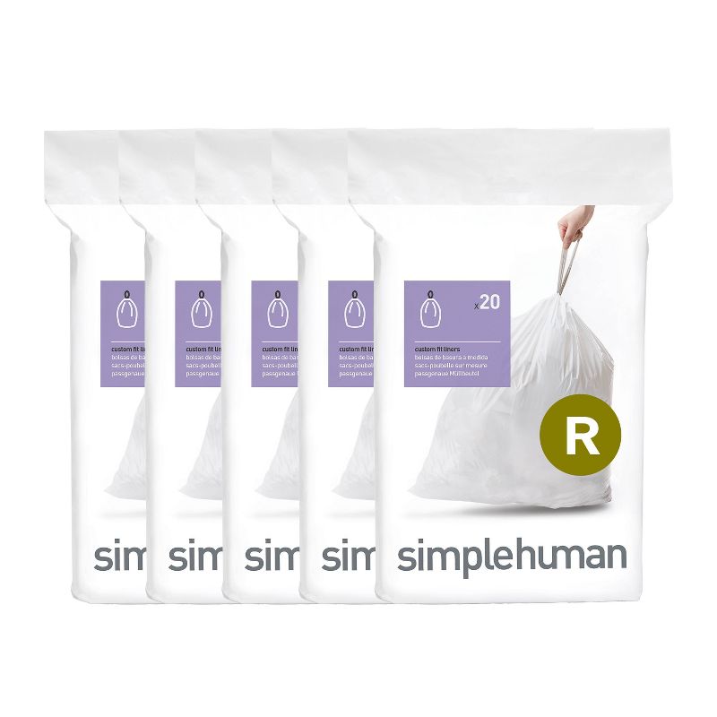 simplehuman 10L Code R Custom Fit Trash Bags Liner White, 1 of 5