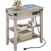 End Table with USB Ports and Outlets, Flip Top Side Table Narrow Bedside Table with Drawer - 3 of 4