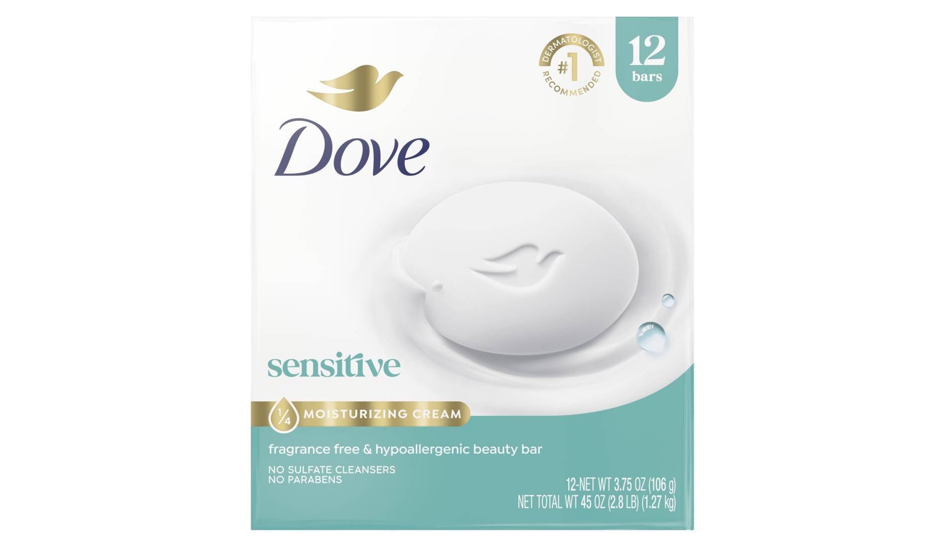 Dove Beauty Sensitive Skin Moisturizing Fragrance-Free Beauty Bar Soap