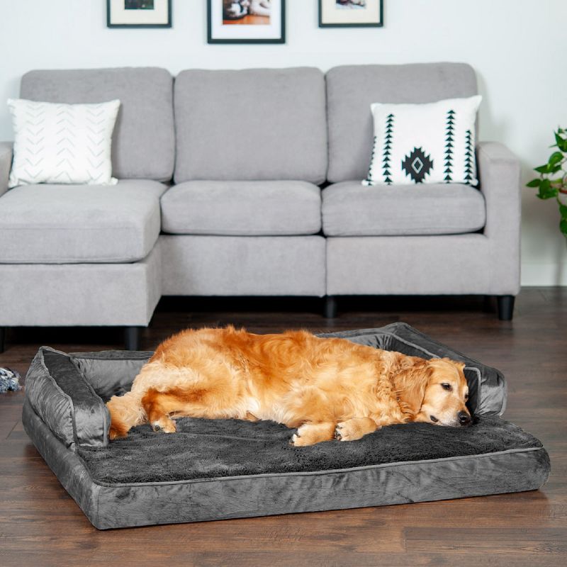 FurHaven Plush & Velvet Comfy Couch Orthopedic Sofa-Style Dog Bed, 3 of 7