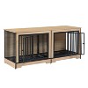 XL Dog Crate Furniture with Two Rooms, Double Dog Cage for Medium & Large Dogs, Wooden Kennel with Removable Tray - Nertpow - 4 of 4