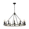 ALOADECOR 37'' 12-Light Modern Candelabra Chandelier Round Industrial Candle In Vintage Brushed Gold Over Black Finish For Living Room - 3 of 4