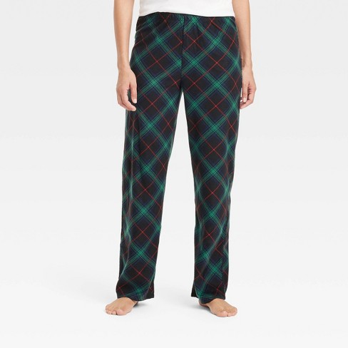 Women s Plaid Microfleece Holiday Matching Family Pajama Pants Wondershop Black Target