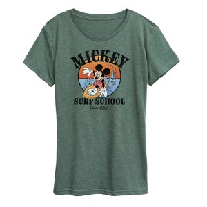 Women's - Disney - Mickey Surf School Short Sleeve Graphic T-Shirt - 1 of 4