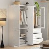 FUFU&GAGA Freestanding Combination Sculptural Look Wardrobe Armoire White - 3 of 4