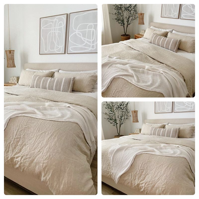 Peace Nest Luxurious 100% Premium Flax Linen Duvet Cover and Pillow Sham Set Moisture-Wicking and Breathable, 5 of 12