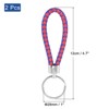 Unique Bargains Braided PU Leather Car Wallet Keychain with Stainless Steel Key Rings 2 Pcs - 2 of 3