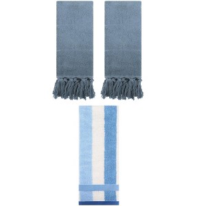 REGALWOVEN 3 Packs Cotton Absorbent Soft Decorative Bathroom Hand Towel Set - 1 of 4
