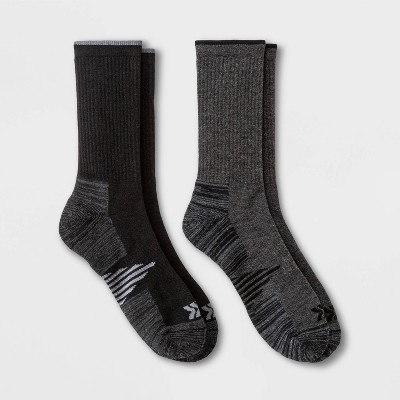 Men's Trekker Apex Crew Socks 2pk - All in Motion™ Black/Gray 6-12