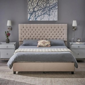Queen Size Upholstered Platform Bed with Deep Button Tufted Headboard - 1 of 4