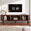 Modern Farmhouse TV Stand for 75" TVs, Wood Entertainment Center with Sliding Doors & Drop-Down Storage, Solid Wood Legs, Media TV Console Table - 2 of 4