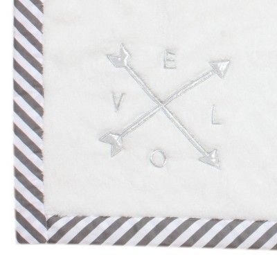 Bacati - Love Aztec Design/Print Gray/Silver LOVE Embroidered Blanket