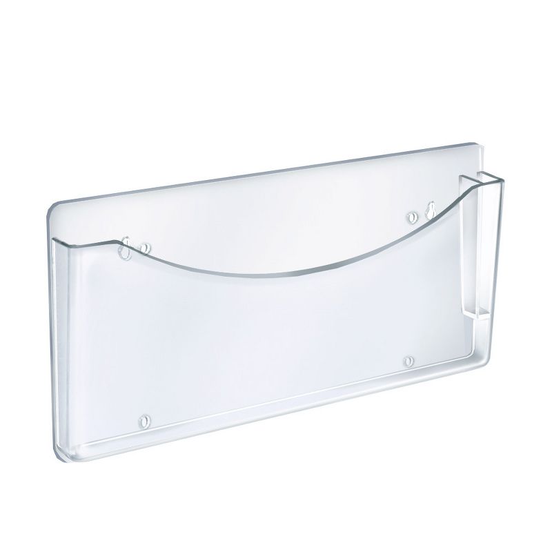 Azar Displays Clear Plastic Wall Mount File Holder with Pen Pocket, 2-Pack, 2 of 6