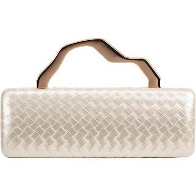 PU Leather Clutch for Women, Multi-functional Woven Texture Evening Gift Bag, Fashionable Hard Vertical Small Square Bag, Golden Magnetic Clasp