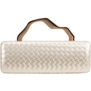 PU Leather Clutch for Women, Multi-functional Woven Texture Evening Gift Bag, Fashionable Hard Vertical Small Square Bag, Golden Magnetic Clasp - 1 of 4