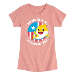 Girls' - Baby Shark - From Sea to Shining Sea Fitted Short Sleeve Graphic T-Shirt - 1 of 4