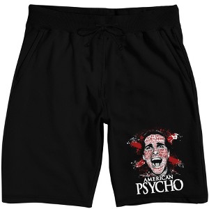 American Psycho Patrick Batemen Poster Art Men's Black Sleep Pajama Shorts - 1 of 3