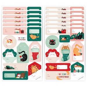 Big Dot of Happiness Cat Christmas Gift Tag Stickers, Assorted Pets Holiday Party Gift Tag Labels, To and From Stickers - 12 Sheets - 120 Stickers - 1 of 4