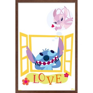 Trends International Disney Lilo & Stitch (2002) - Window Love with Angel Framed Wall Poster Prints - 1 of 4