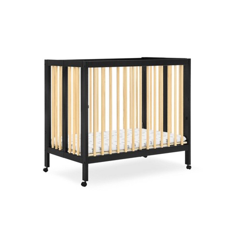 Delta Children Mia Portable Folding Mini Crib With 1.5 Mattress Greenguard Gold Certified Ebony Black natural Target